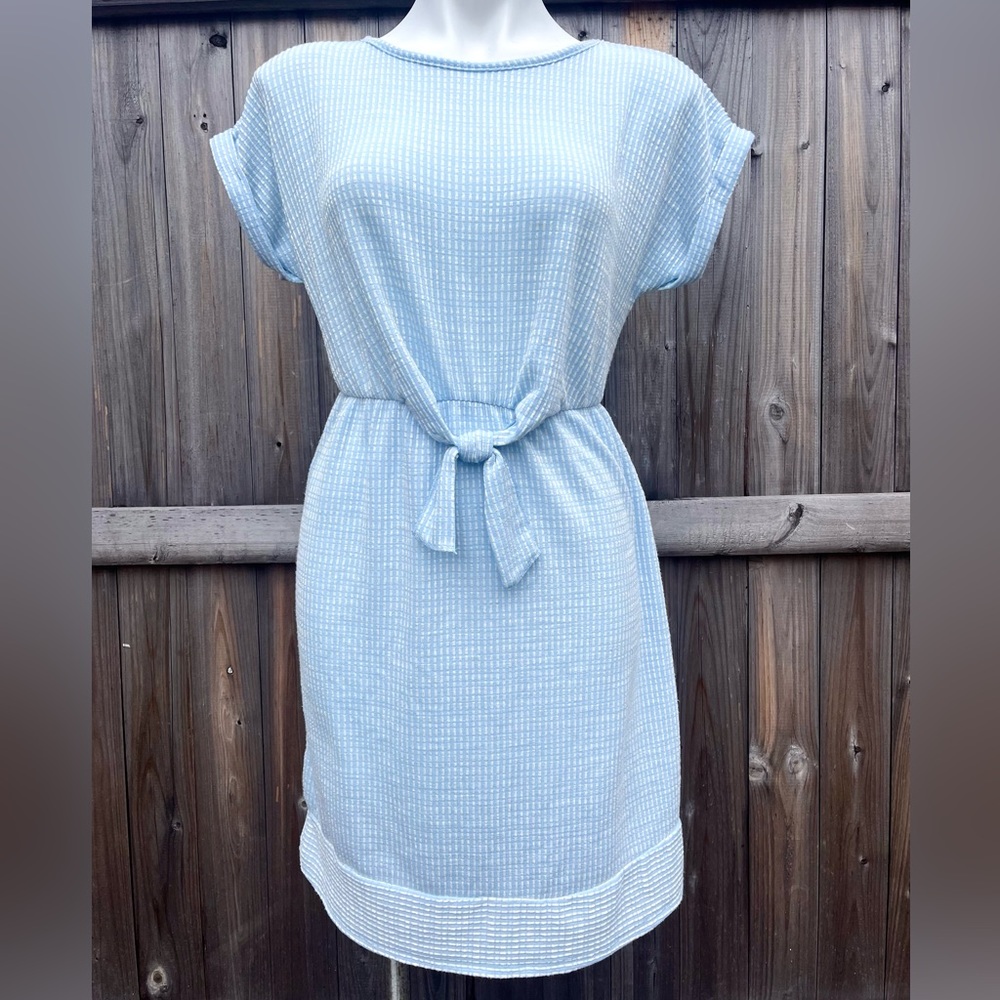 Urban Outfitters Caution to the Wind Light Blue and White Tie Front Dress
